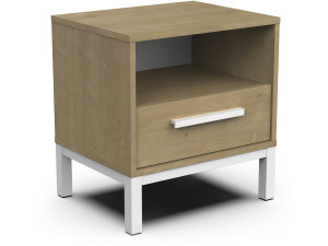 Comodino "Craft" - Legno - 1 cassetto - Marrone/bianco