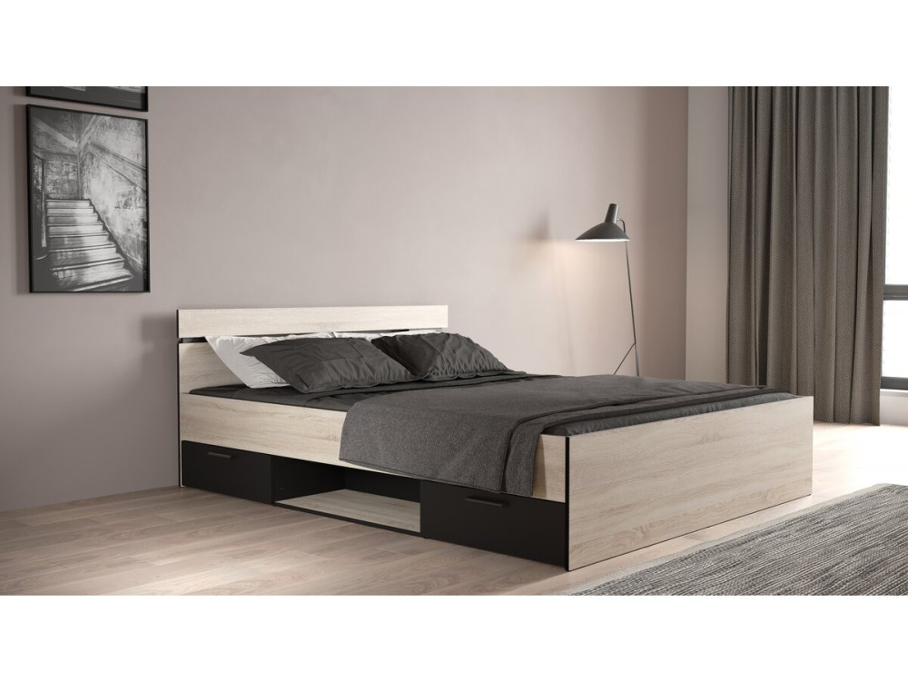Letto matrimoniale in legno "Michigan" - 160 x 200 cm - Beige
