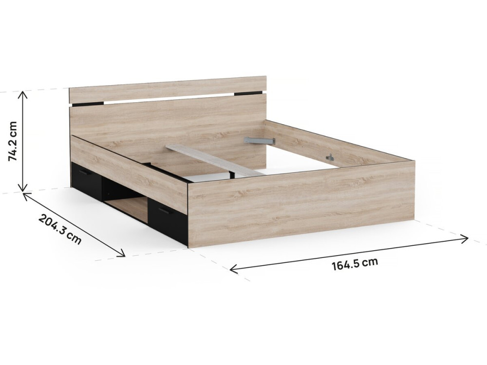 Letto matrimoniale in legno "Michigan" - 160 x 200 cm - Beige