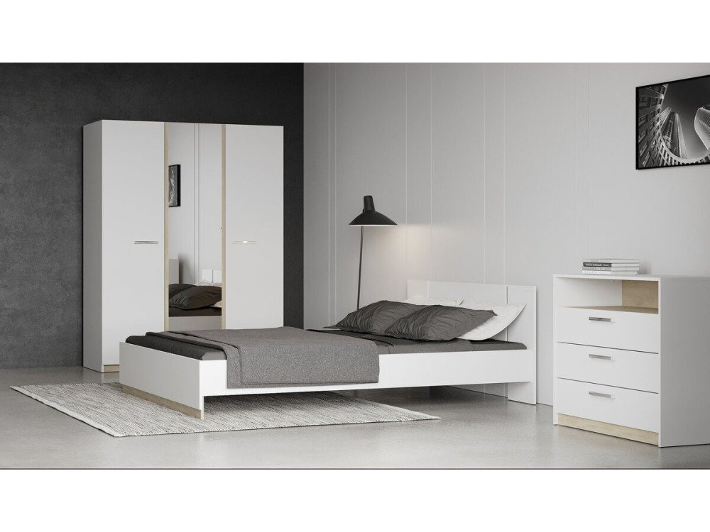 Letto matrimoniale in legno Watson - 140 x 200 cm - Bianco