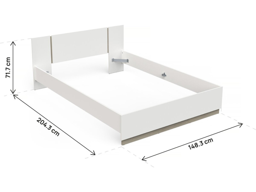 Letto matrimoniale in legno Watson - 140 x 200 cm - Bianco
