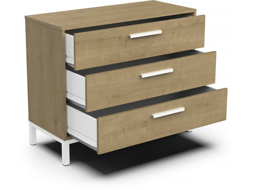 Cassettiera "CRAFT" - Legno - 3 cassetti - Marrone/Bianco