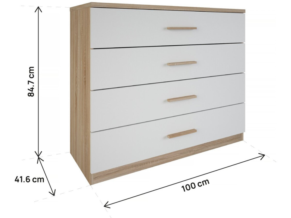 Cassettiera "Selena" - Legno - 4 cassetti - Bianco