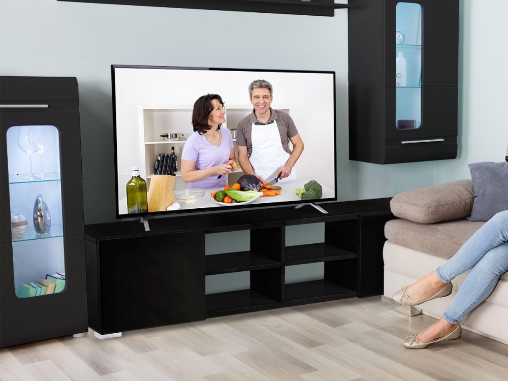 Mobile TV ALICIA - 185 x 30 x 42,5 cm - Nero laccato