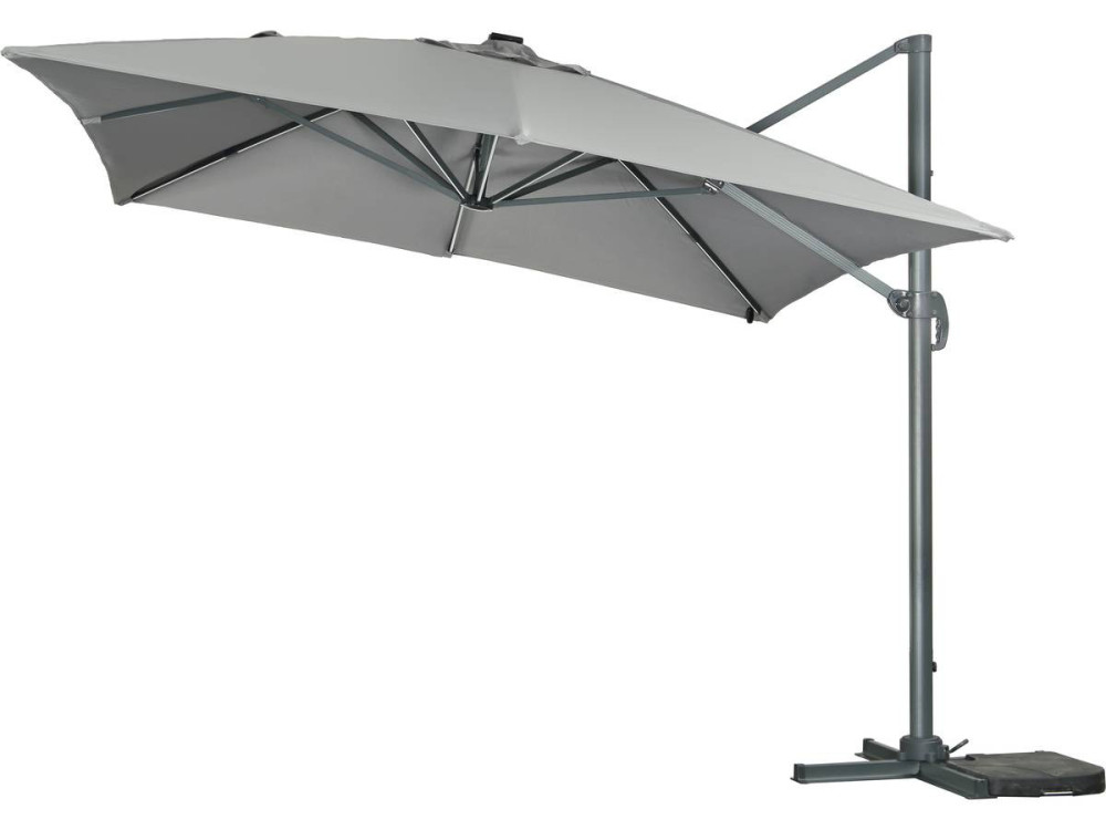 Sole 3 Luxe" LED Alu ombrello da giardino decentrato - Quadrato - 3 x 3 m - Grigio