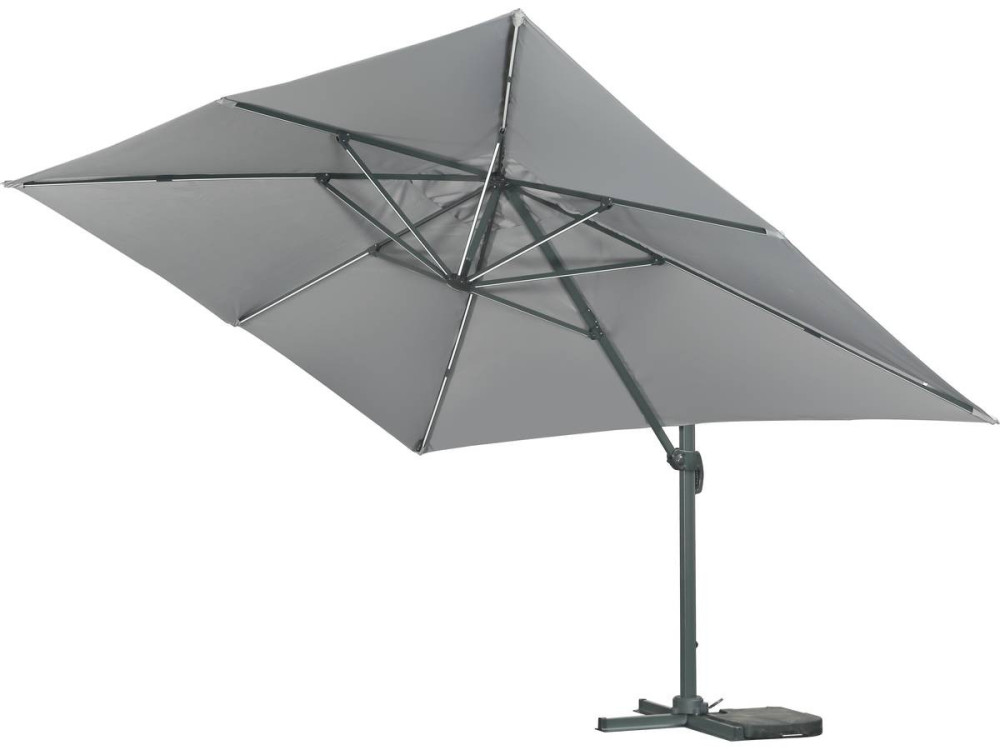 Sole 3 Luxe" LED Alu ombrello da giardino decentrato - Quadrato - 3 x 3 m - Grigio