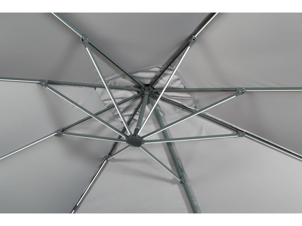 Sole 3 Luxe" LED Alu ombrello da giardino decentrato - Quadrato - 3 x 3 m - Grigio