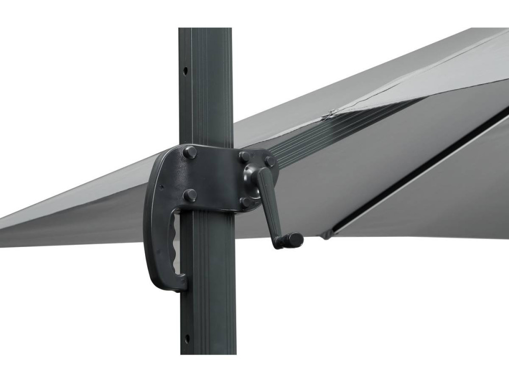 Sole 3 Luxe" LED Alu ombrello da giardino decentrato - Quadrato - 3 x 3 m - Grigio