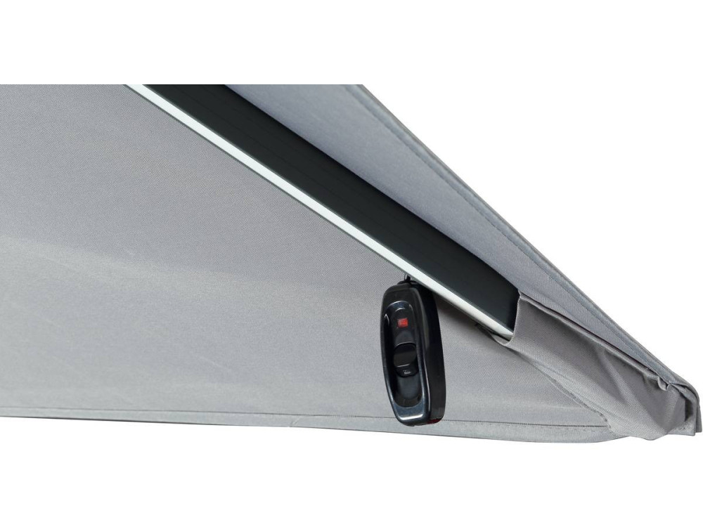 Sole 3 Luxe" LED Alu ombrello da giardino decentrato - Quadrato - 3 x 3 m - Grigio