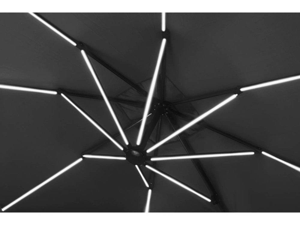 Ombrellone da giardino decentrato LED Ali “Sun 4 Luxe” 3 x 4 m - Nero + Base zavorrante  inclusa