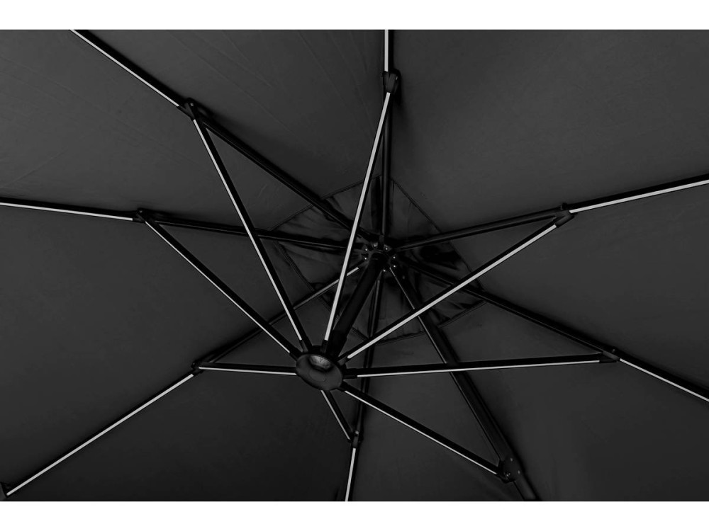 Ombrellone da giardino decentrato LED Ali “Sun 4 Luxe” 3 x 4 m - Nero + Base zavorrante  inclusa