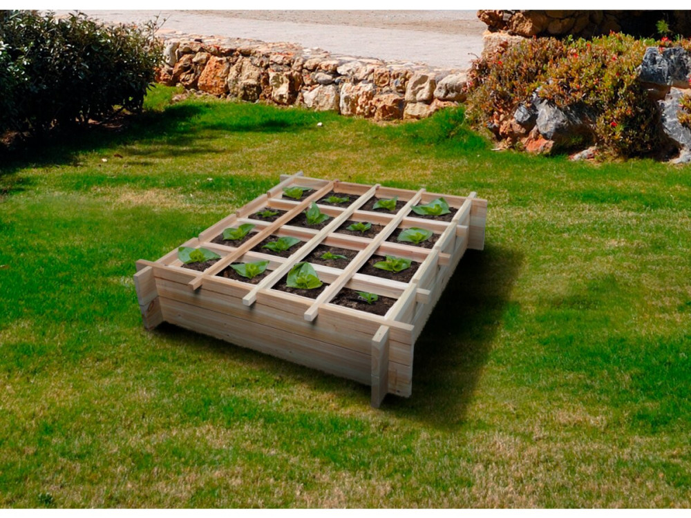 Orto in cassetta quadrata in legno "Tournesol" - 80 x 80 x 20 cm