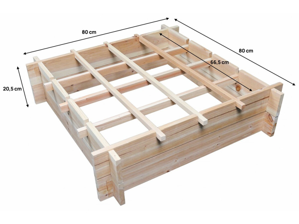 Orto in cassetta quadrata in legno "Tournesol" - 80 x 80 x 20 cm