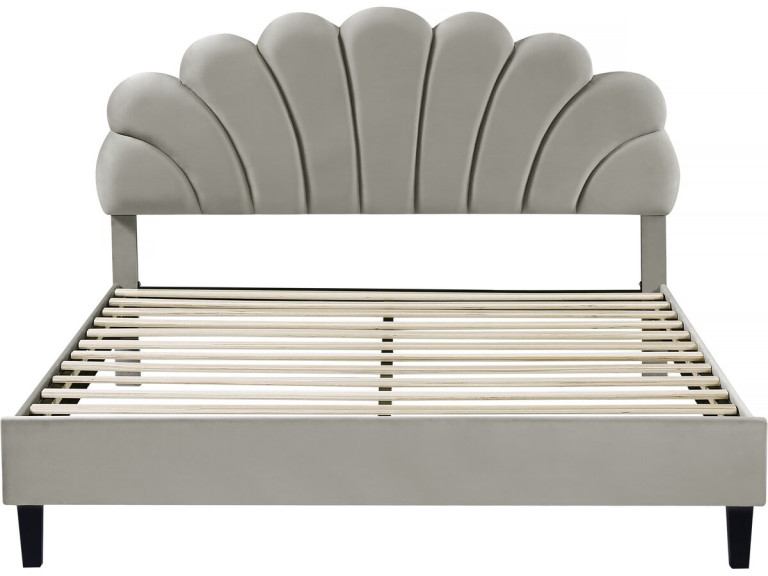 Letto a conchiglia in velluto "Manon" - 160 x 200 cm - Grigio