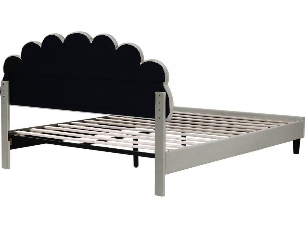 Letto a conchiglia in velluto "Manon" - 160 x 200 cm - Grigio