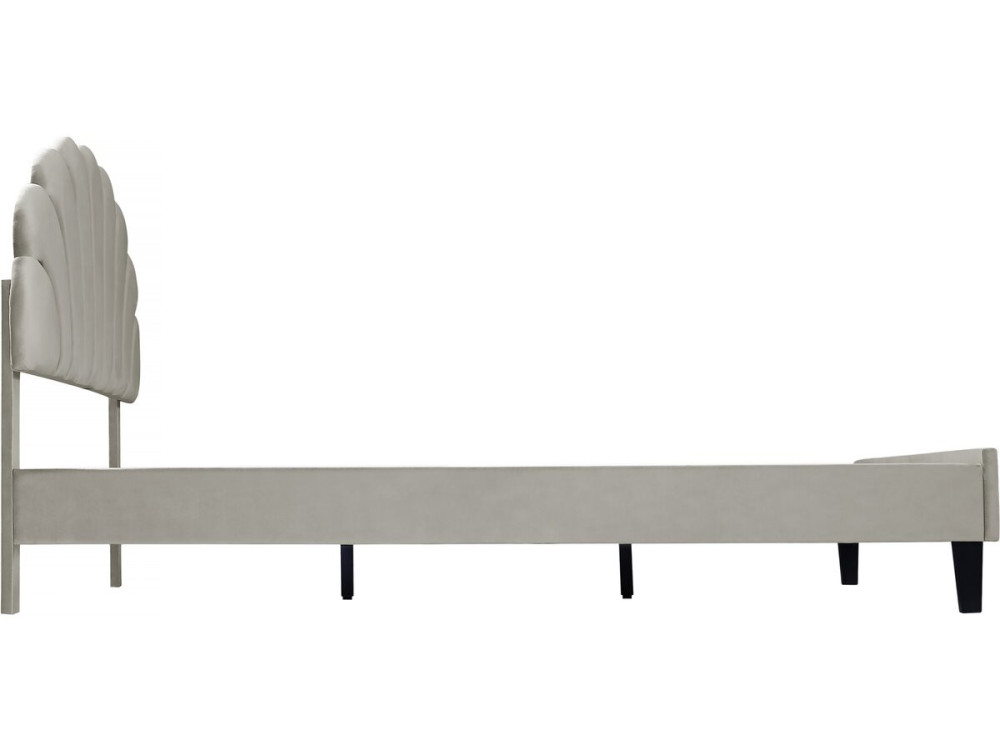 Letto a conchiglia in velluto "Manon" - 160 x 200 cm - Grigio