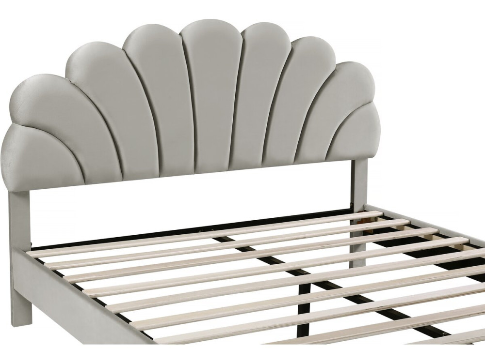 Letto a conchiglia in velluto "Manon" - 160 x 200 cm - Grigio
