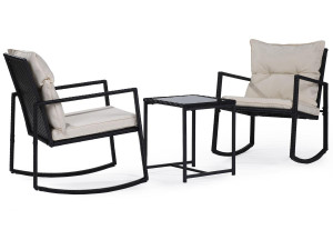 Set di mobili da giardino "Sami" con sedie a dondolo - Nero/beige