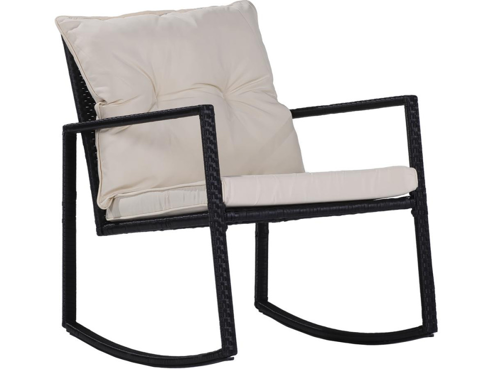 Set di mobili da giardino "Sami" con sedie a dondolo - Nero/beige