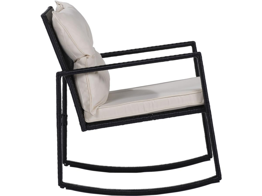 Set di mobili da giardino "Sami" con sedie a dondolo - Nero/beige