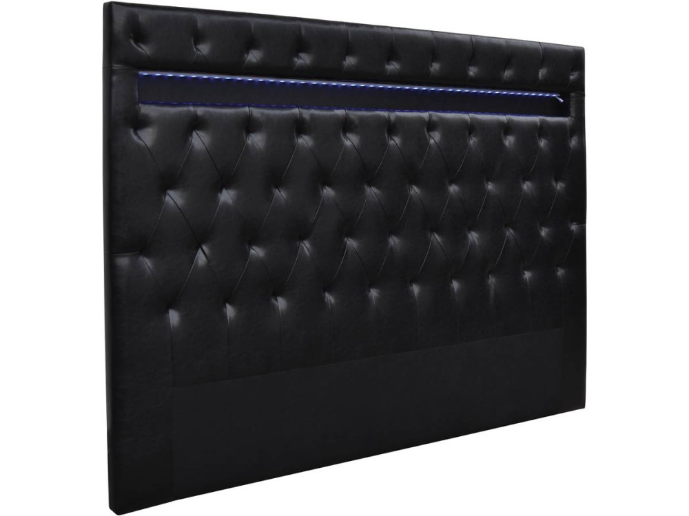 Testiera con LED "Déco"  - Per letto 140 x 190 cm - Nero