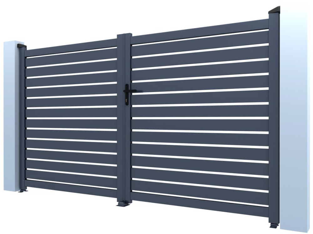 Cancello in alluminio semi-traforato "Julien" - 300 x 180 cm - Grigio