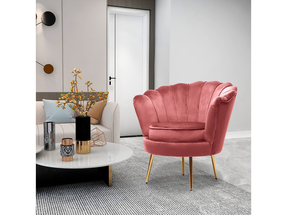 Poltrona in velluto "Floria" - 70 x 73 x 76 cm - Rosa