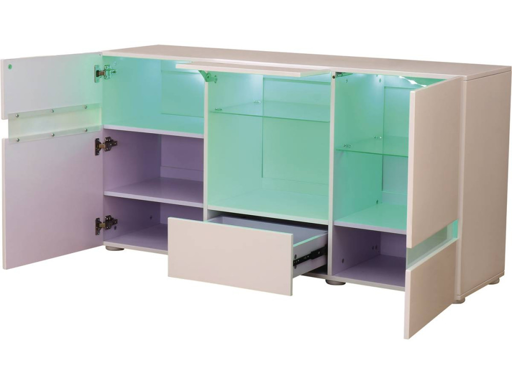 Buffet LED "Volta" - 140 x 40 x 72 cm - Bianco laccato