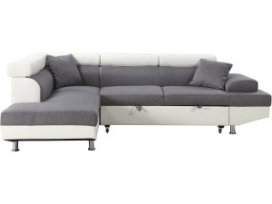 Divano ad angolo convertibile "Sophia luxe" - 265 x 190,5 x 80/91 cm - Bianco / Grigio - 5 posti - Angolo sinistro
