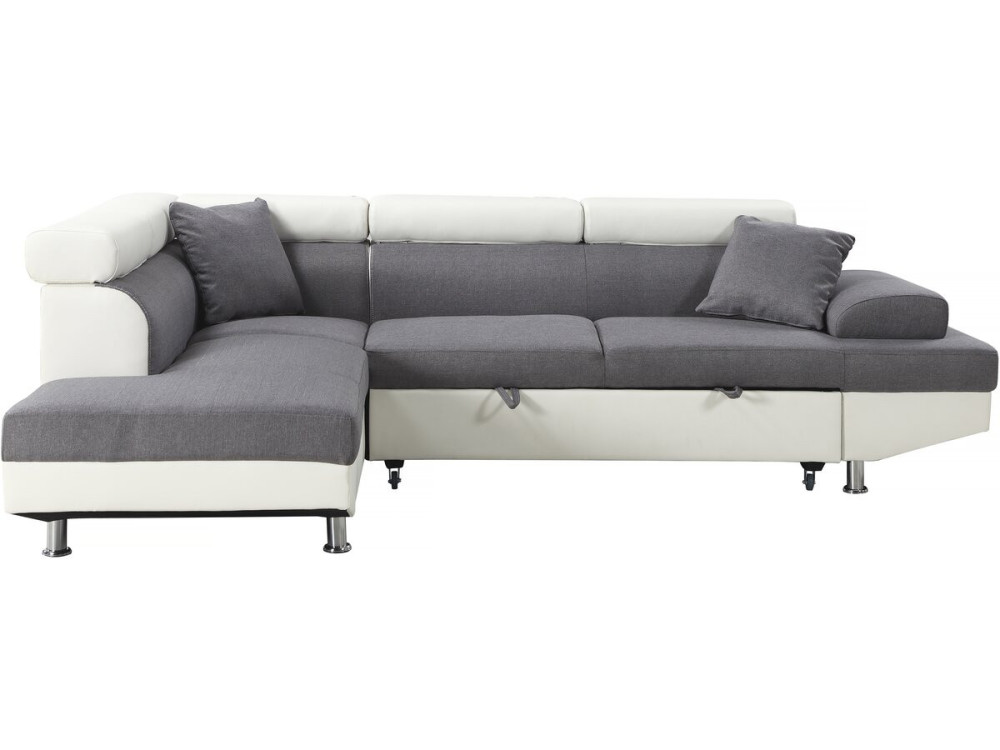 Divano ad angolo convertibile "Sophia luxe" - 265 x 190,5 x 80/91 cm - Bianco / Grigio - 5 posti - Angolo sinistro