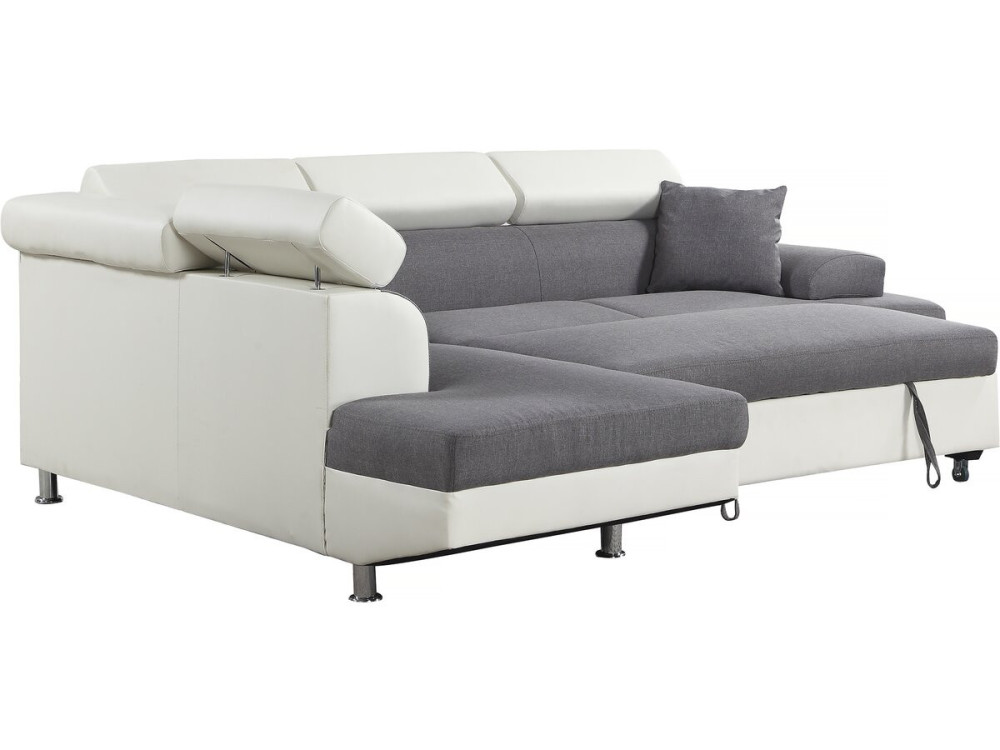 Divano ad angolo convertibile "Sophia luxe" - 265 x 190,5 x 80/91 cm - Bianco / Grigio - 5 posti - Angolo sinistro