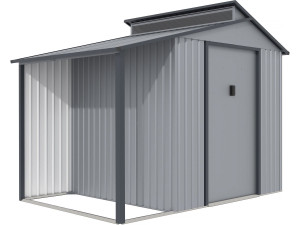 Capanno da giardino in metallo con pergola "Madras" - 5,64 m² -  Grigio