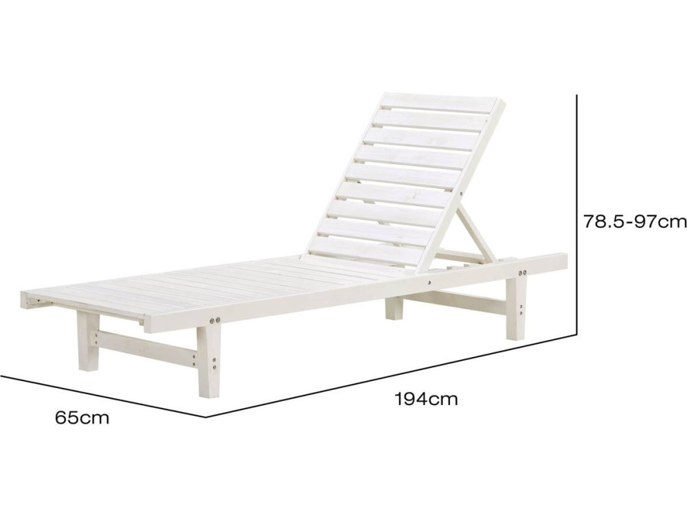 Set di 2 lettini di legno Rawai - Bianco