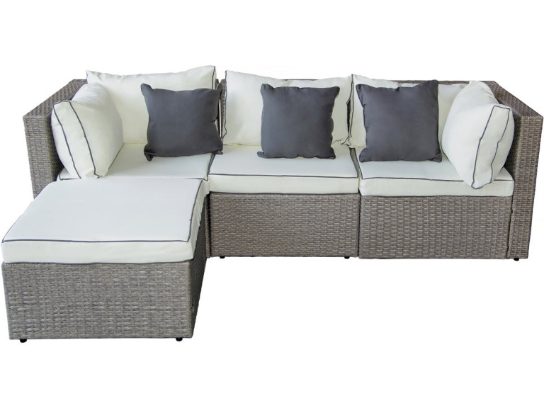 Mobile da giardino basso in resina intrecciata "Kuba" - Grigio