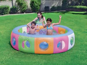 Piscina gonfiabile multicolore con finestre - Ø 196 x 53 cm