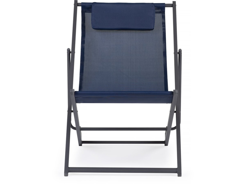 Set di 2 sedie in acciaio Textilene - Con poggiatesta - Blu notte