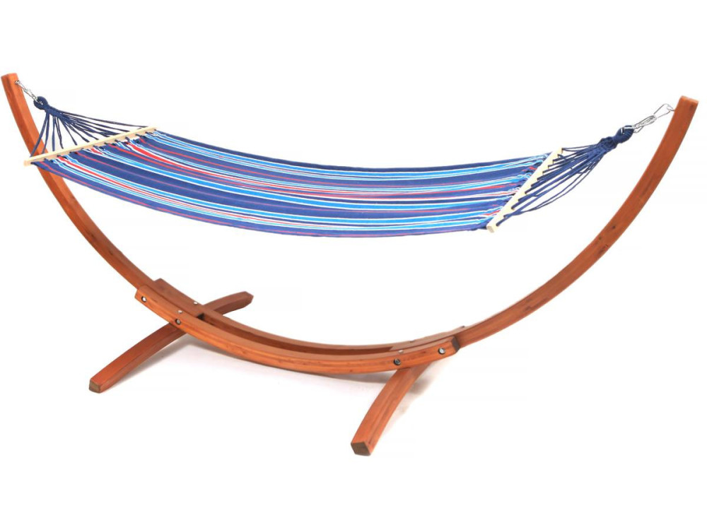 Amaca in legno con tela di cotone "Dallas" - 3 m - Blu misto