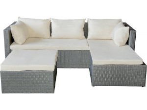 Mobile da giardino basso in resina intrecciata "Diya" 3 posti - Grigio chiaro