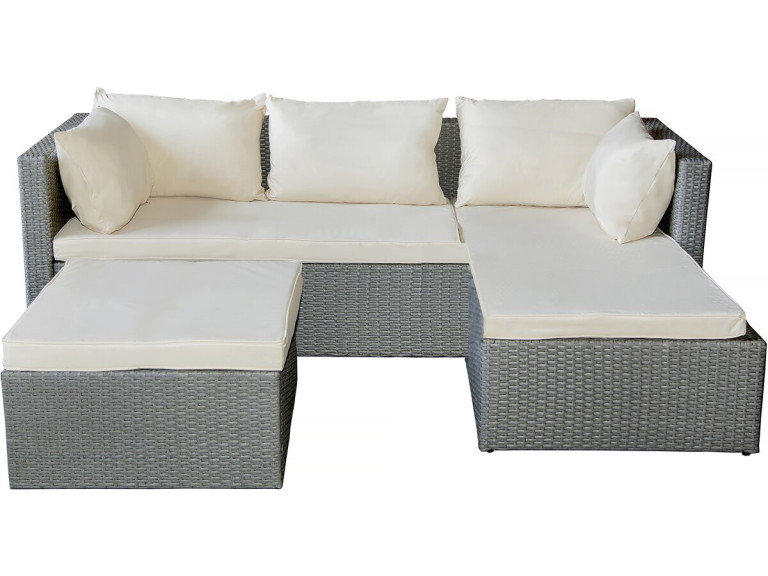 Mobile da giardino basso in resina intrecciata "Diya" 3 posti - Grigio chiaro