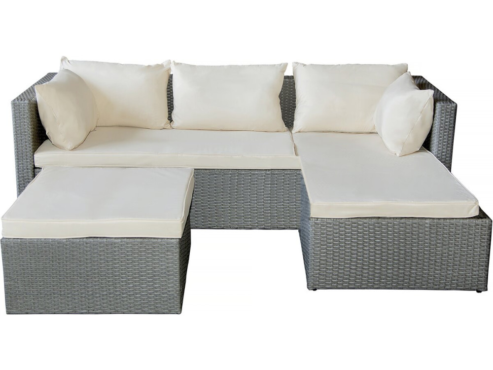 Mobile da giardino basso in resina intrecciata "Diya" 3 posti - Grigio chiaro
