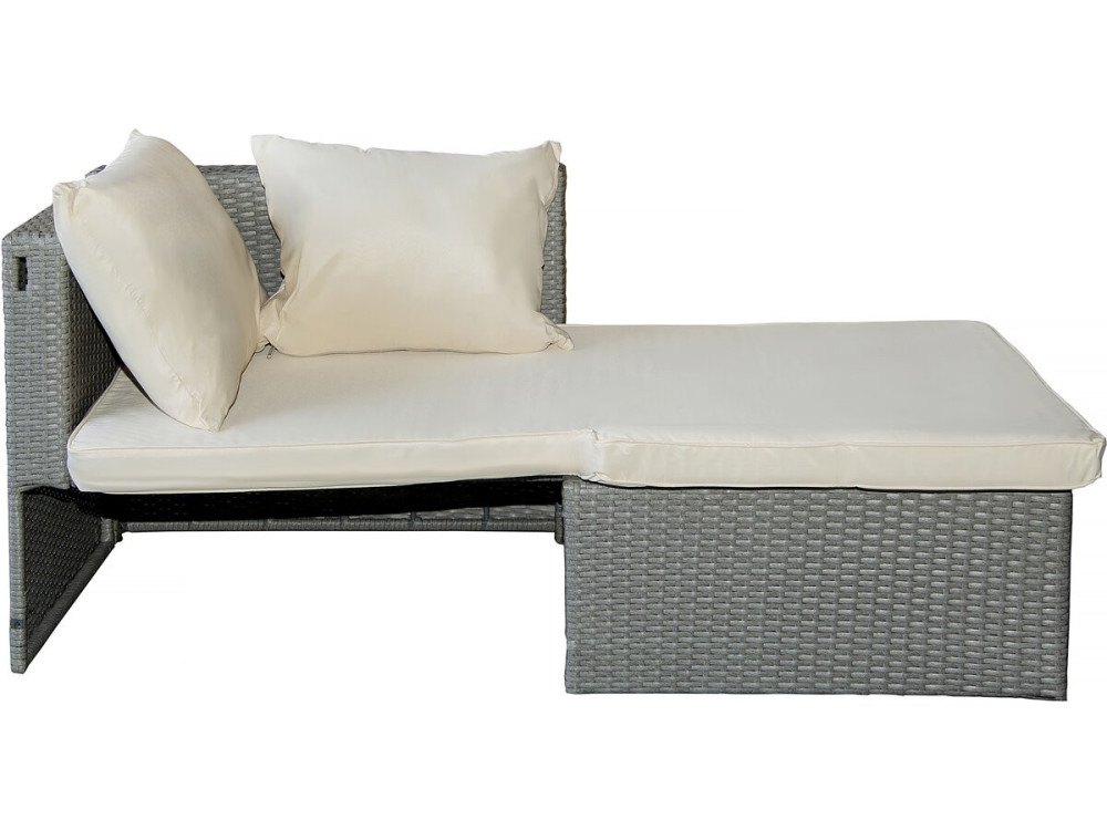 Mobile da giardino basso in resina intrecciata "Diya" 3 posti - Grigio chiaro