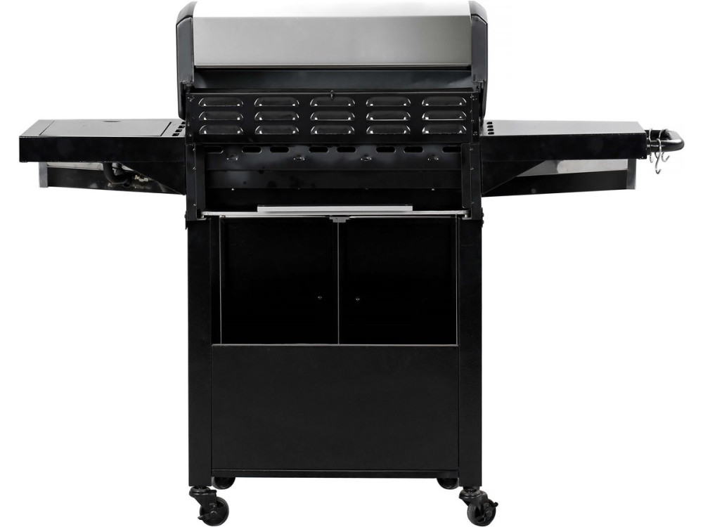 Barbecue a gas con coperchio in vetro "Bingo 5" + coperchio di protezione - Nero