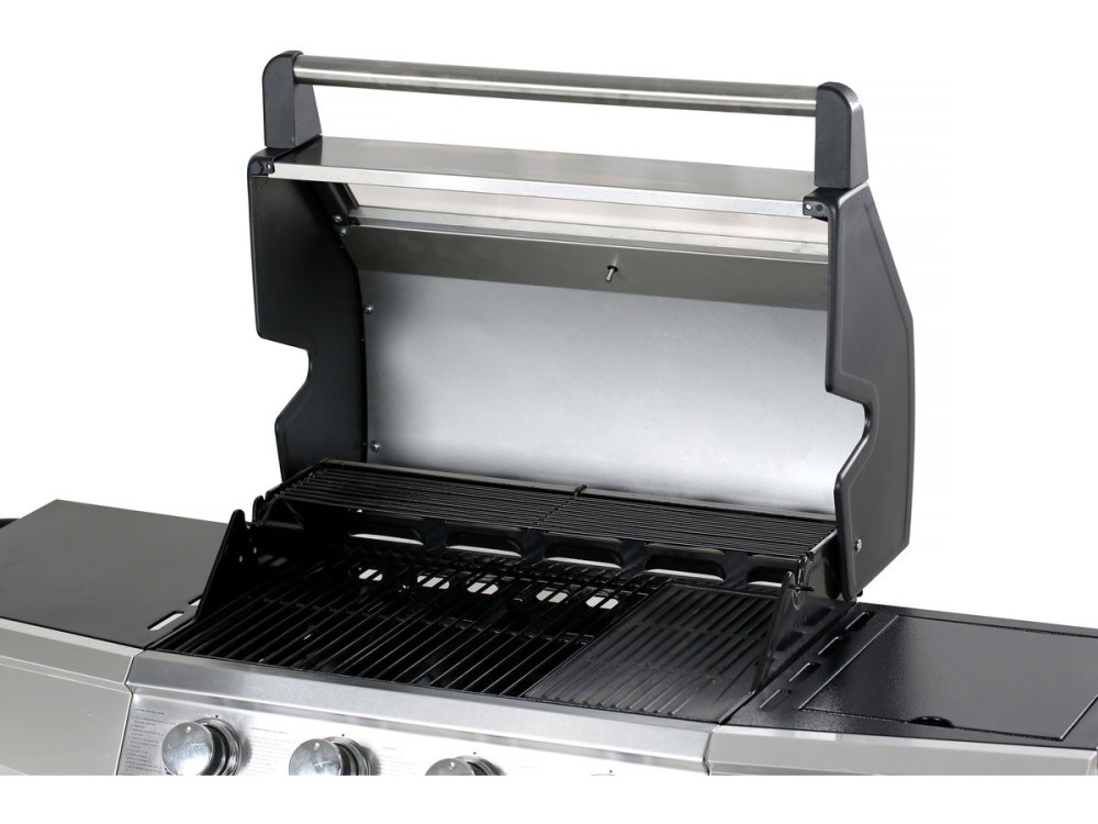 Barbecue a gas con coperchio in vetro "Bingo 5" + coperchio di protezione - Nero