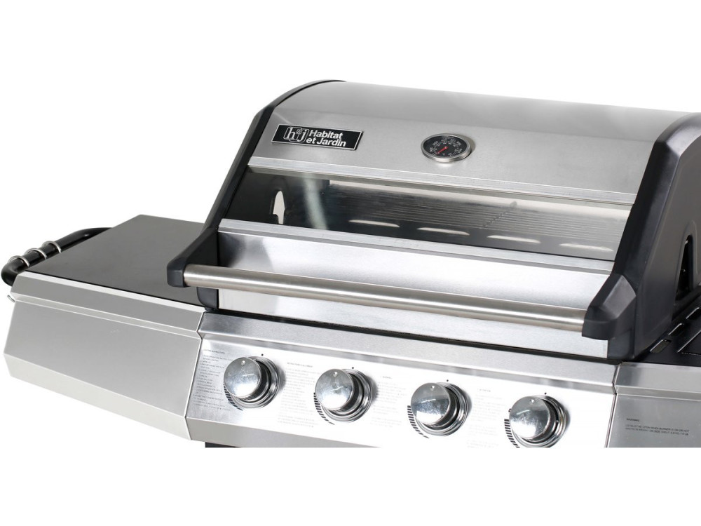 Barbecue a gas con coperchio in vetro "Bingo 5" + coperchio di protezione - Nero