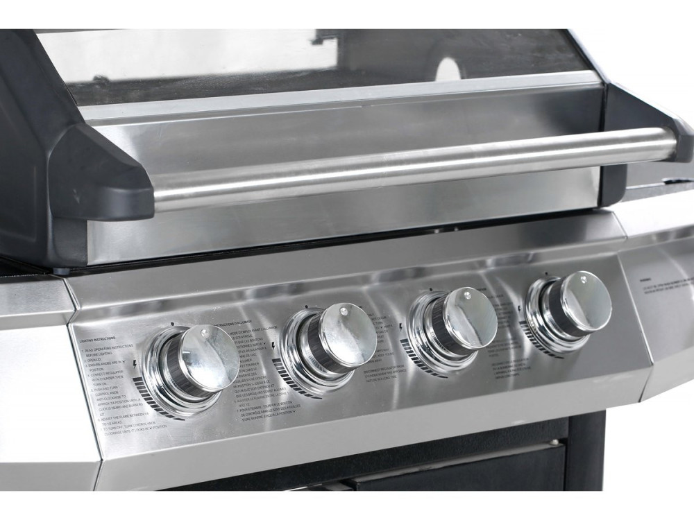 Barbecue a gas con coperchio in vetro "Bingo 5" + coperchio di protezione - Nero