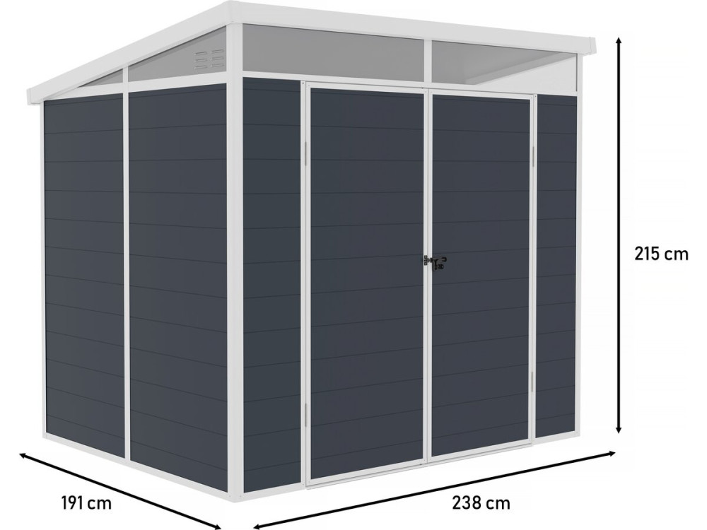 Capanno da giardino in resina “Detroit” - Grigio - 4,54 m² - 1,91 x 2,38 m