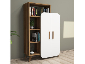 Libreria in legno "Form" 90 x 32 x 132 cm - Noce 2