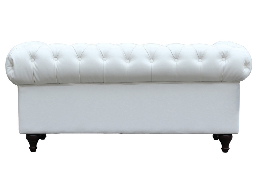 Divano fisso Chesterfield "Aliza" - 157 x 82 x 70 cm - 2 posti - Bianco