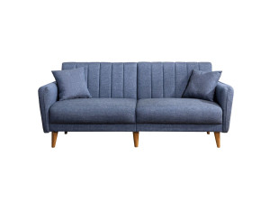 Divano letto a 3 posti in tessuto "Aqua" 205 x 85 x 85 cm - Blu scuro