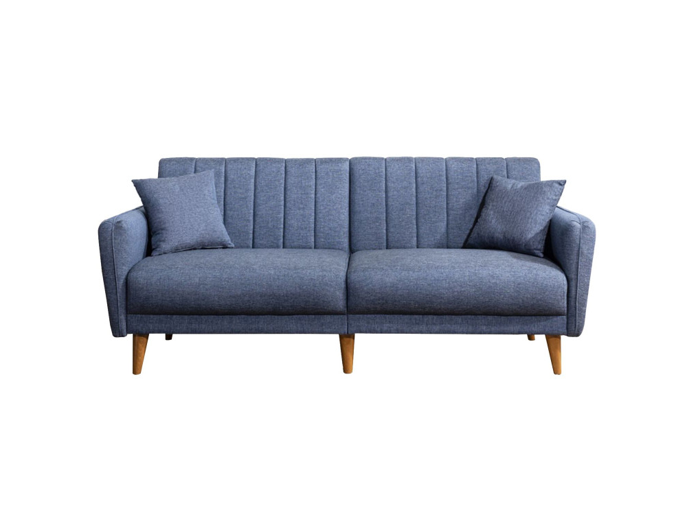 Divano letto a 3 posti in tessuto "Aqua" 205 x 85 x 85 cm - Blu scuro